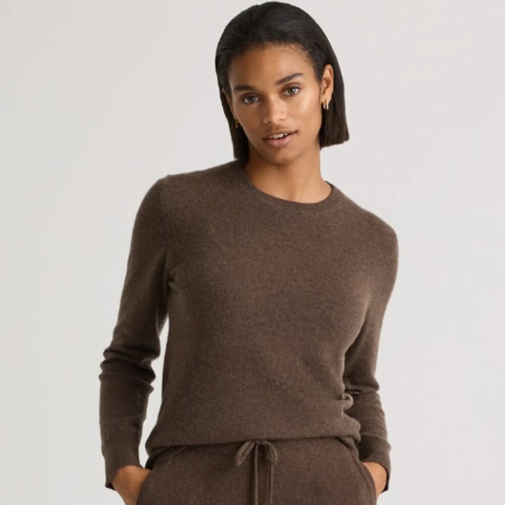 Quince Mongolian Cashmere Crewneck Sweater - Brown - Women's Medium